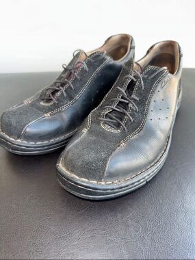 MAKE OFFER! Clarks Men's Black Leather & Suede Casual Bowling style Shoes 9-10